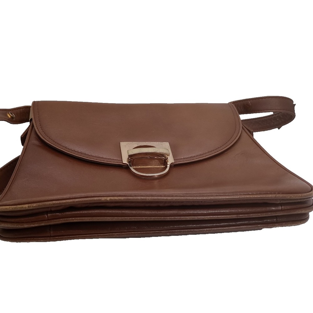Vintage Saks 5th Avenue Brown Leather Shoulder Bag – Gold Tone Buckle Crossbody - Picture 9 of 9